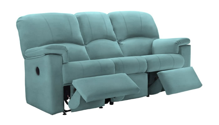 G Plan Chloe 3 Seater Manual Double Recliner in Plush Airforce Fabric